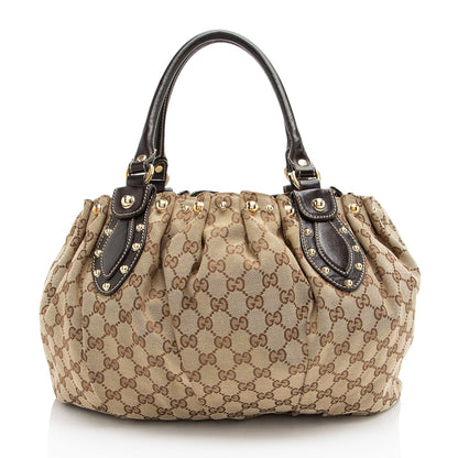 Gucci GG Canvas Studded Pelham Small Tote