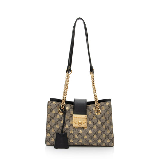 Gucci GG Supreme Bees Padlock Small Shoulder Bag (SHF-GLVNfB)