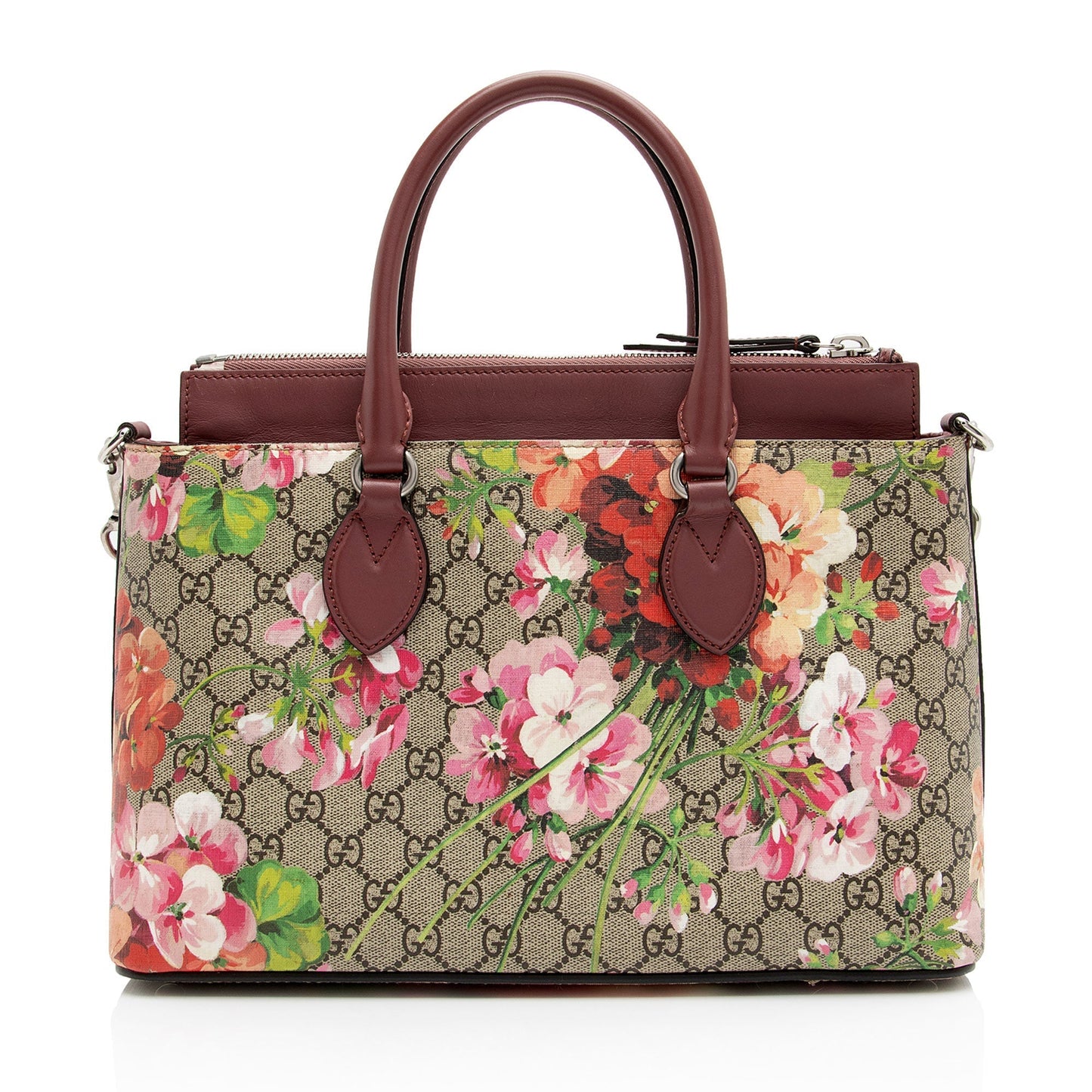 Gucci GG Supreme Blooms Medium Zip Tote (SHF-3qKJ2x)