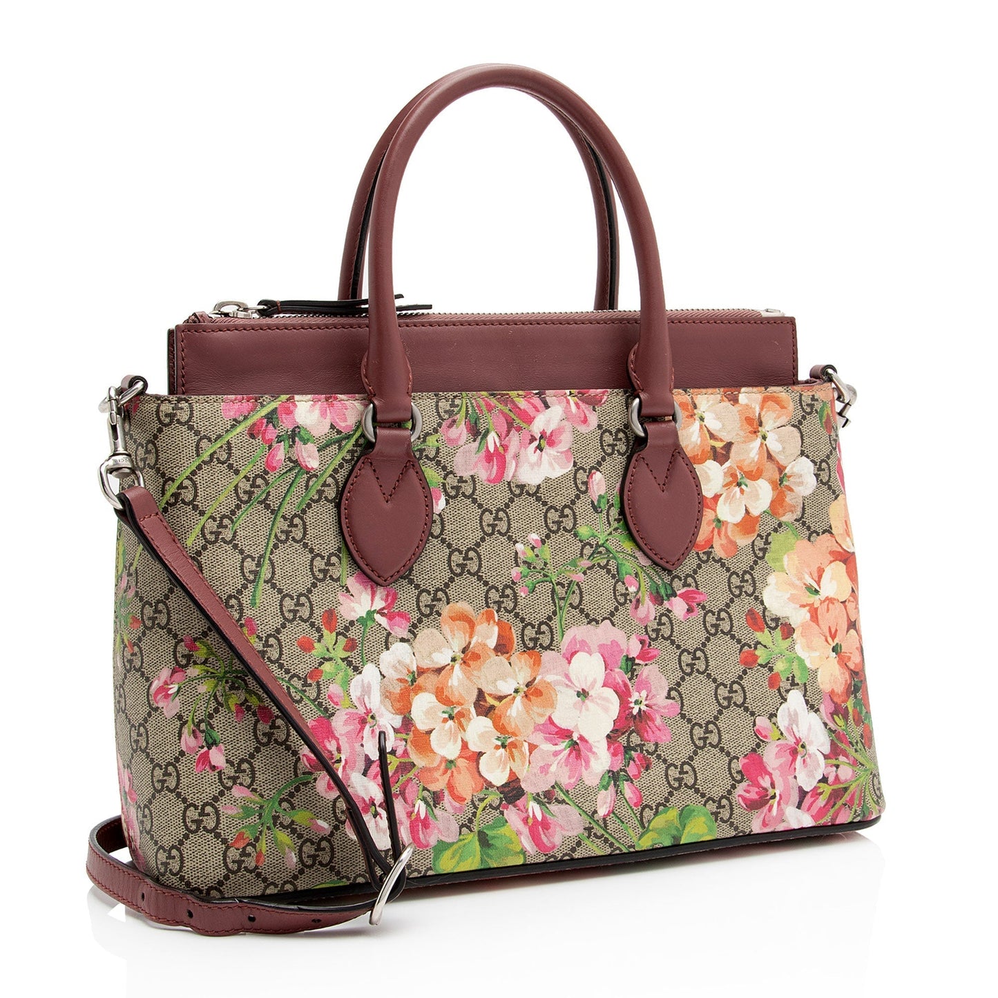 Gucci GG Supreme Blooms Medium Zip Tote (SHF-3qKJ2x)