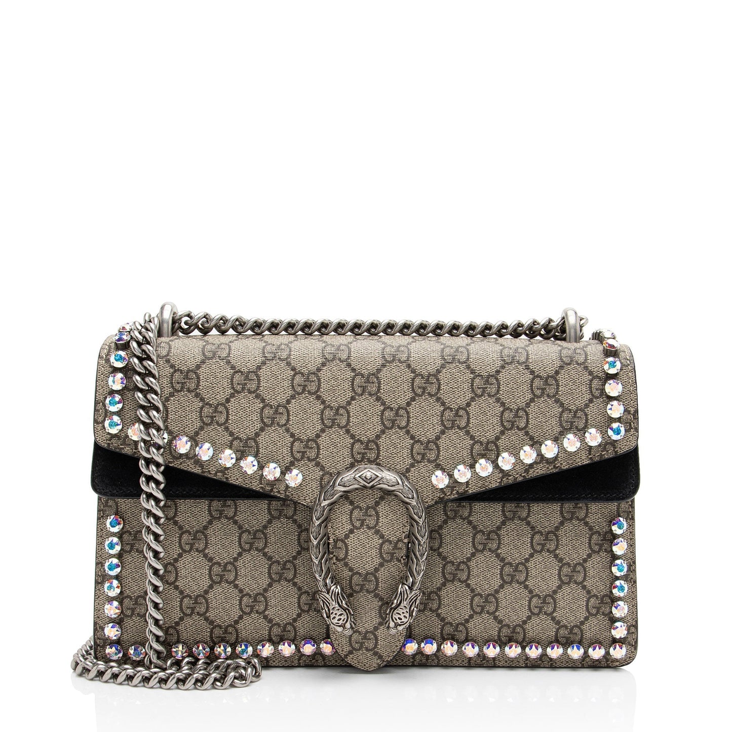 Gucci GG Supreme Crystal Studded Dionysus Medium Shoulder Bag