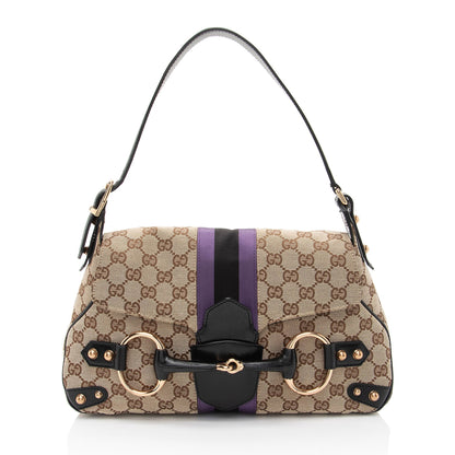 Gucci GG Supreme Horsebit Web Flap Bag (SHF-dZLqw3)