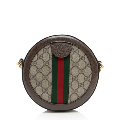 Gucci GG Supreme Ophidia Round Mini Shoulder Bag (SHF-F3cSgu)