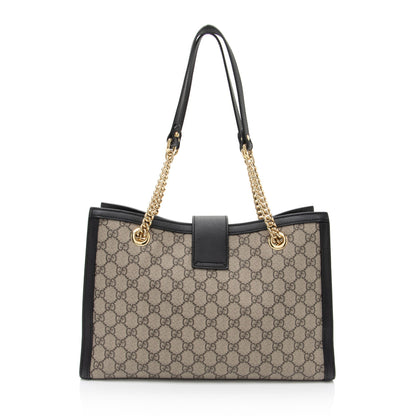 Gucci GG Supreme Padlock Chain Medium Shoulder Bag (SHF-cqPKOC)