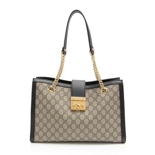 Gucci GG Supreme Padlock Chain Medium Shoulder Bag (SHF-aTdUTN)