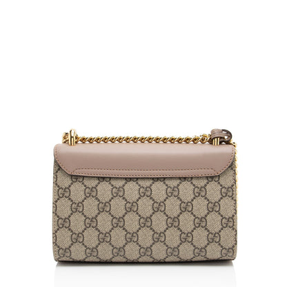 Gucci GG Supreme Pearl Stud Padlock Small Shoulder Bag