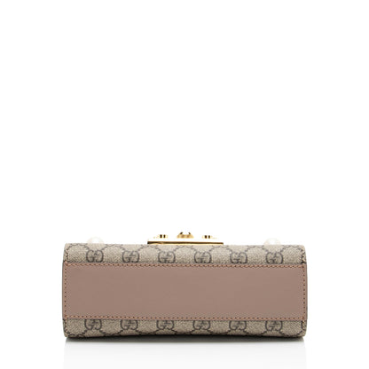 Gucci GG Supreme Pearl Stud Padlock Small Shoulder Bag