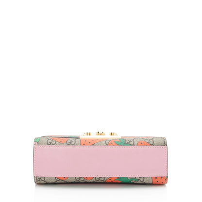 Gucci GG Supreme Strawberry Padlock Small Shoulder Bag