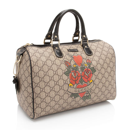 Gucci GG Supreme Tattoo Heart Medium Boston Bag (SHF-CqiJiV)