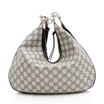 Gucci GG Supreme Web Attache Large Shoulder Bag