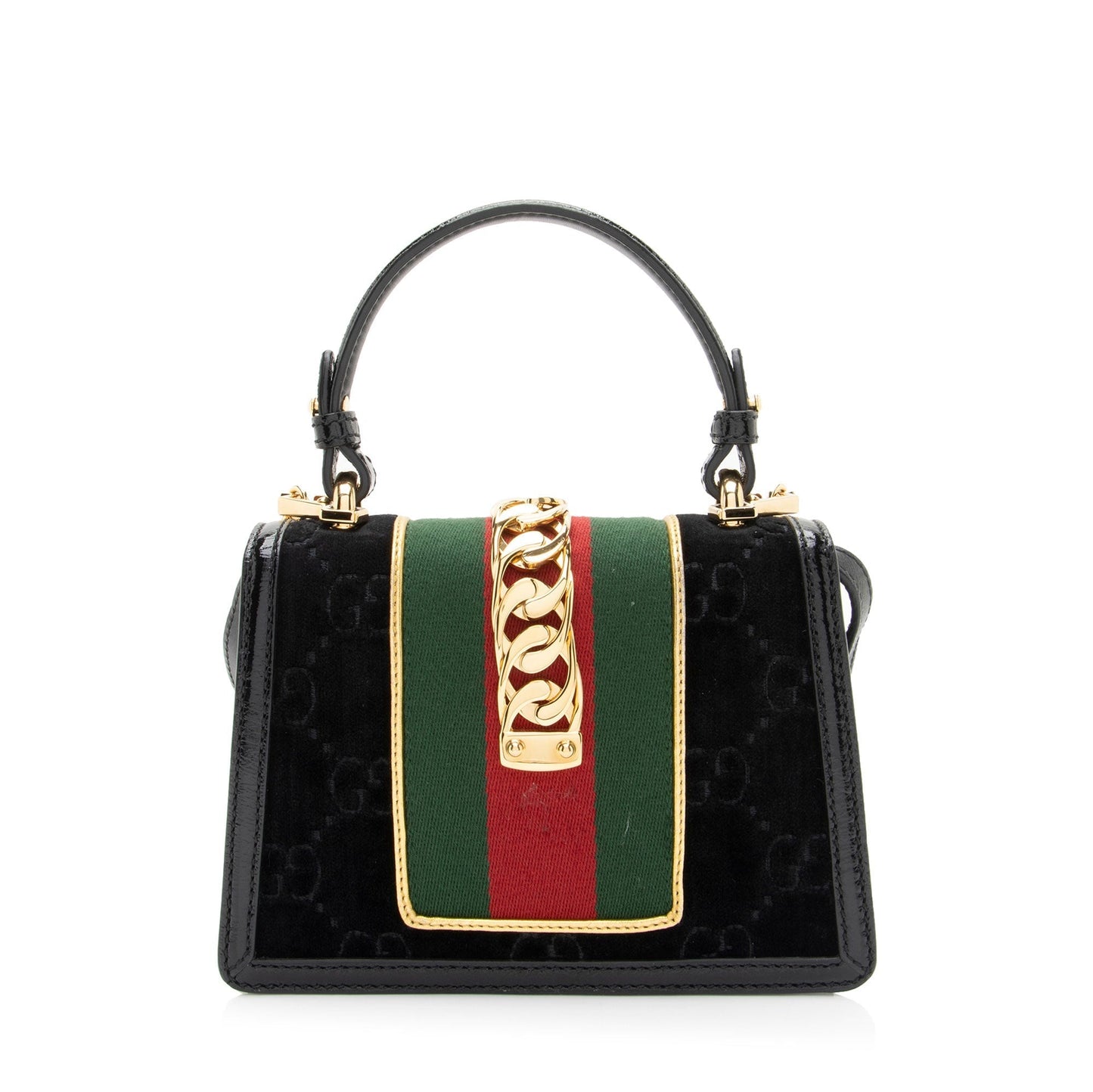 Gucci GG Velvet Web Sylvie Mini Top Handle (SHF-G3UDXc)