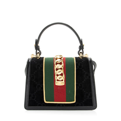 Gucci GG Velvet Web Sylvie Mini Top Handle (SHF-G3UDXc)