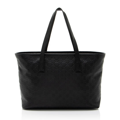 Gucci Guccissima Leather Classic Medium Zip Tote (SHF-CnrScb)