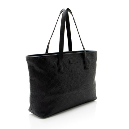 Gucci Guccissima Leather Classic Medium Zip Tote (SHF-CnrScb)