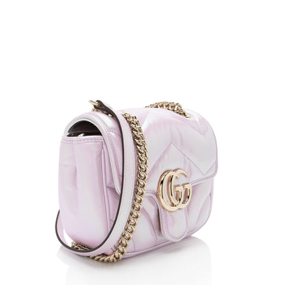 Gucci Matelasse Padded Iridescent Leather GG Marmont Square Mini Shoulder Bag