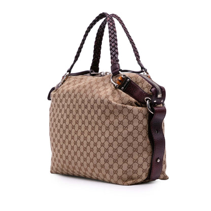 Gucci Large GG Canvas Bamboo Bar Tote