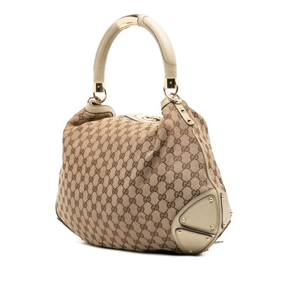 Gucci Large GG Canvas Bamboo Indy Hobo