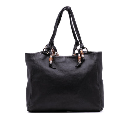 Gucci Large Pebbled Calfskin Bamboo Jungle Convertible Tote