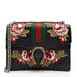 Gucci Leather Embroidered Rose Dionysus Medium Shoulder Bag (SHF-NIvfQT)