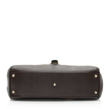 Gucci Leather Heritage Web Buckle Medium Satchel