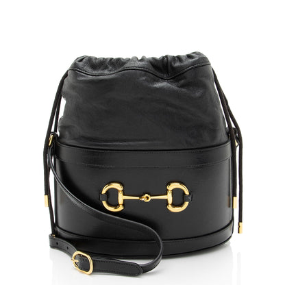 Gucci Leather Horsebit 1955 Drawstring Bucket Bag