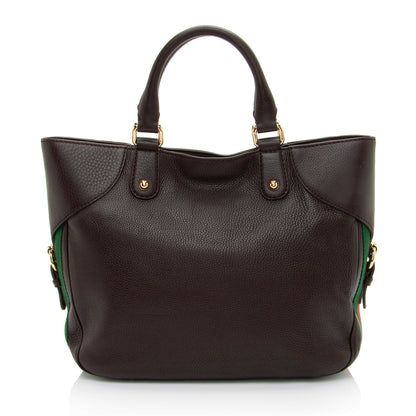 Gucci Leather Web Heritage Horsebit Tote