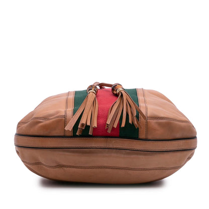 Gucci Leather Web Rania Drawstring Shoulder Bag