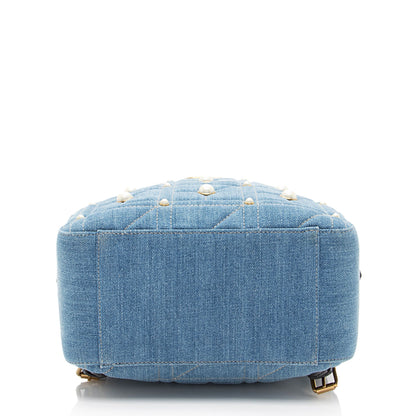 Gucci Matelasse Denim Pearl GG Marmont Backpack