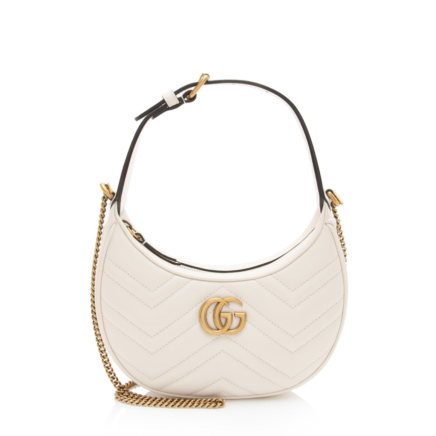 Gucci Matelasse Leather GG Marmont Half Moon Mini Shoulder Bag