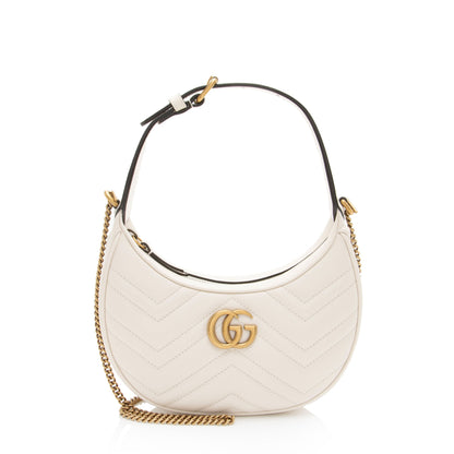 Gucci Matelasse Leather GG Marmont Half Moon Mini Shoulder Bag