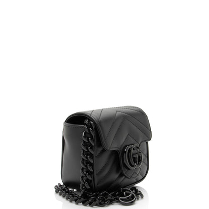 Gucci Matelasse Leather GG Marmont Monochrome Square Chain Belt Bag