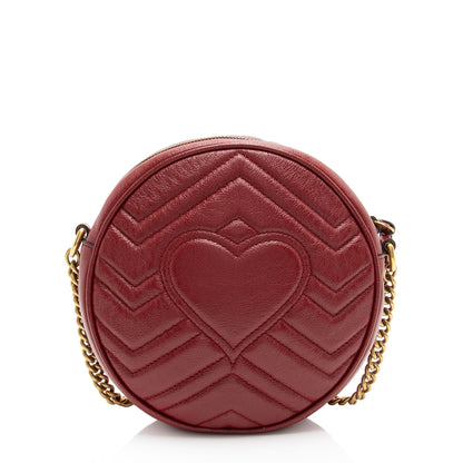 Gucci Matelasse Leather GG Marmont Round Mini Shoulder Bag