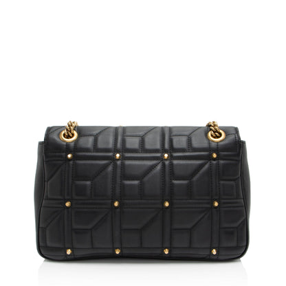 Gucci Matelasse Leather GG Marmont Studded Large Flap Bag