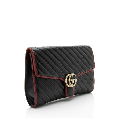 Gucci Matelasse Leather Torchon GG Marmont Clutch (SHF-GnVwkR)