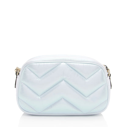 Gucci Matelasse Padded Iridescent Leather GG Marmont Small Camera Bag
