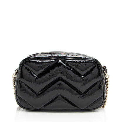 Gucci Matelasse Padded Patent Leather GG Marmont Small Camera Bag