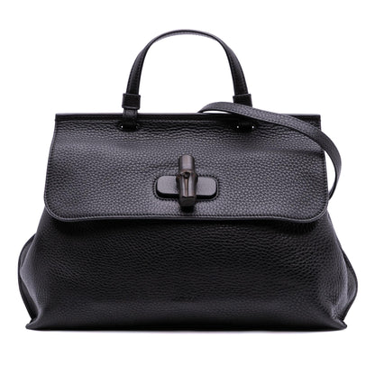 Gucci Medium Leather Bamboo Daily Satchel
