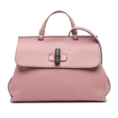 Gucci Medium Leather Bamboo Daily Satchel