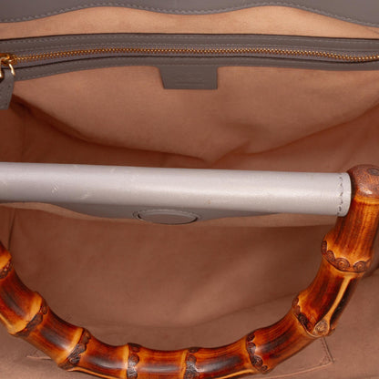 Gucci Medium Leather Bamboo Nymphaea Satchel