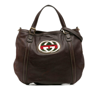 Gucci Medium Leather Web Britt Satchel