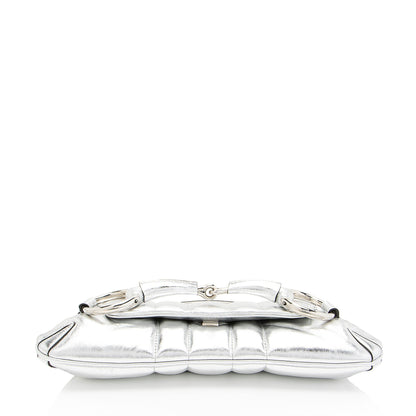 Gucci Metallic Calfskin Horsebit Chain Medium Shoulder Bag (SHF-dYk9f1)