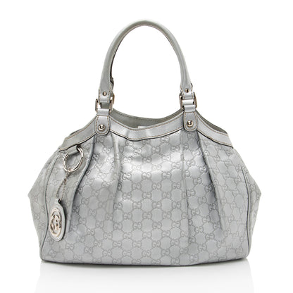 Gucci Metallic Guccissima Leather Sukey Medium Tote