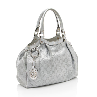 Gucci Metallic Guccissima Leather Sukey Medium Tote