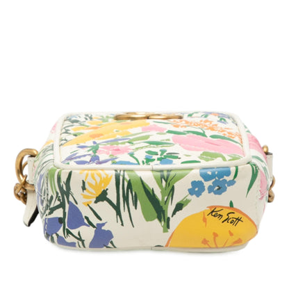 Gucci Mini GG Marmont Floral Printed Matelasse Leather Crossbody