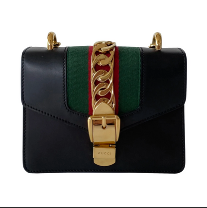 GUCCI MINI LEATHER SYLVIE CHAIN LEATHER CROSSBODY BAG