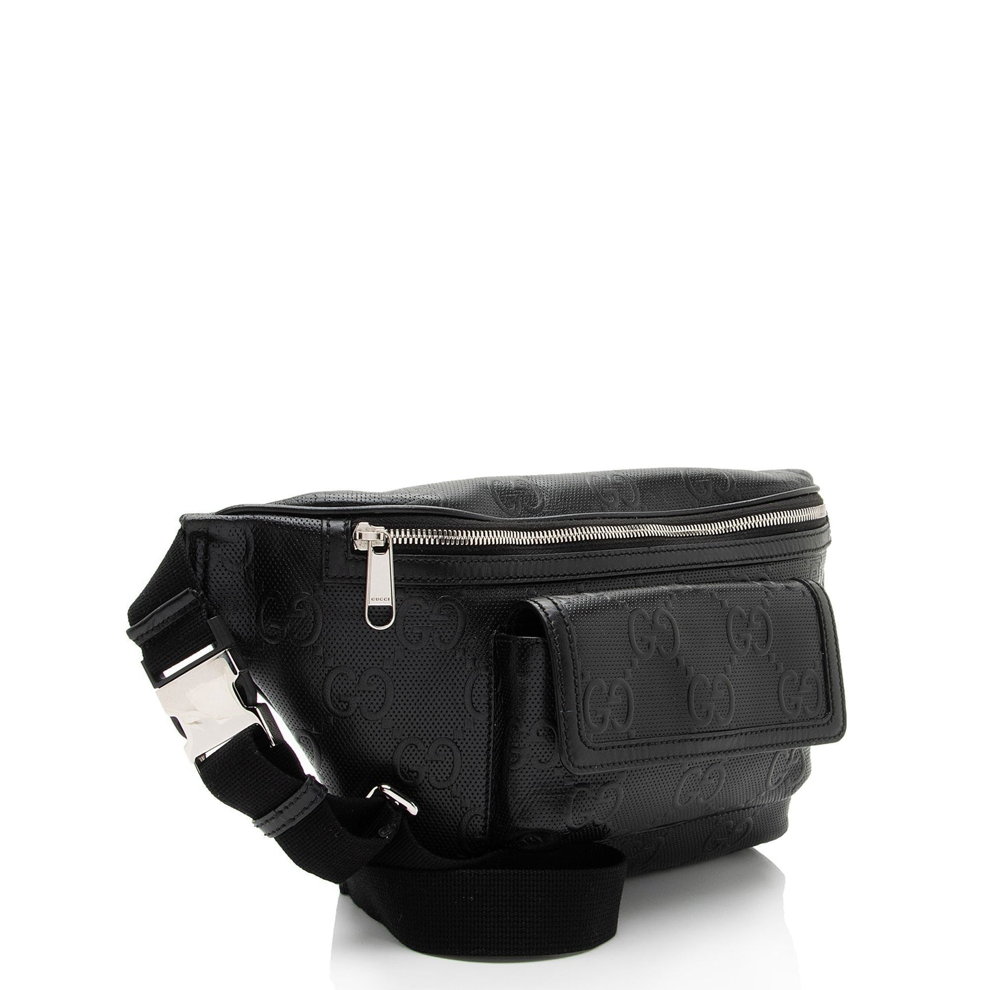 Gucci Perforated Embossed Leather GG Pocket Belt Bag (SHF-TJNqCI)