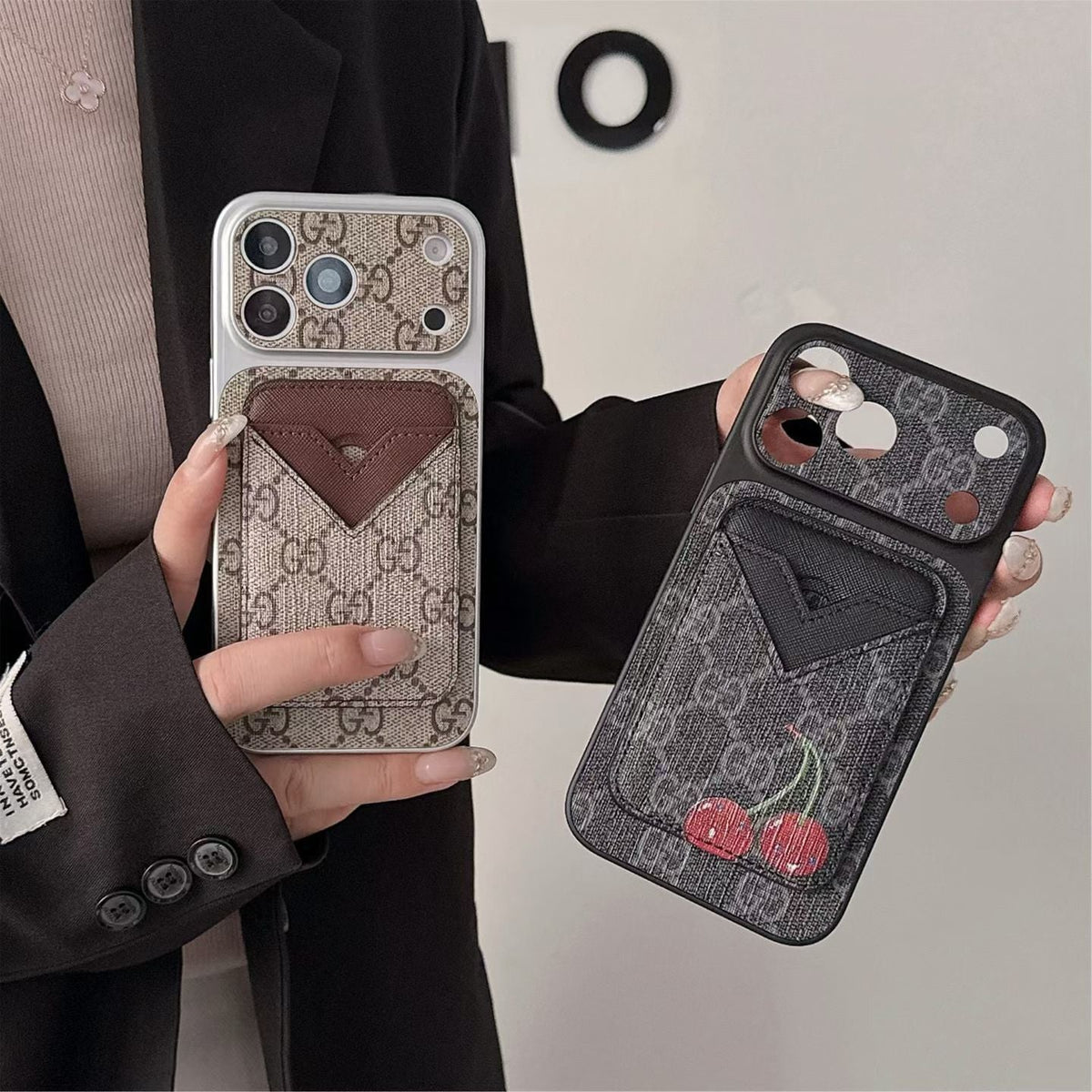 Gg Style Phone Case Magnet Card Holder Iphone 13-17 / Pro / Pro Max / Plus / Air / 18 Pro / 18 Pro Max