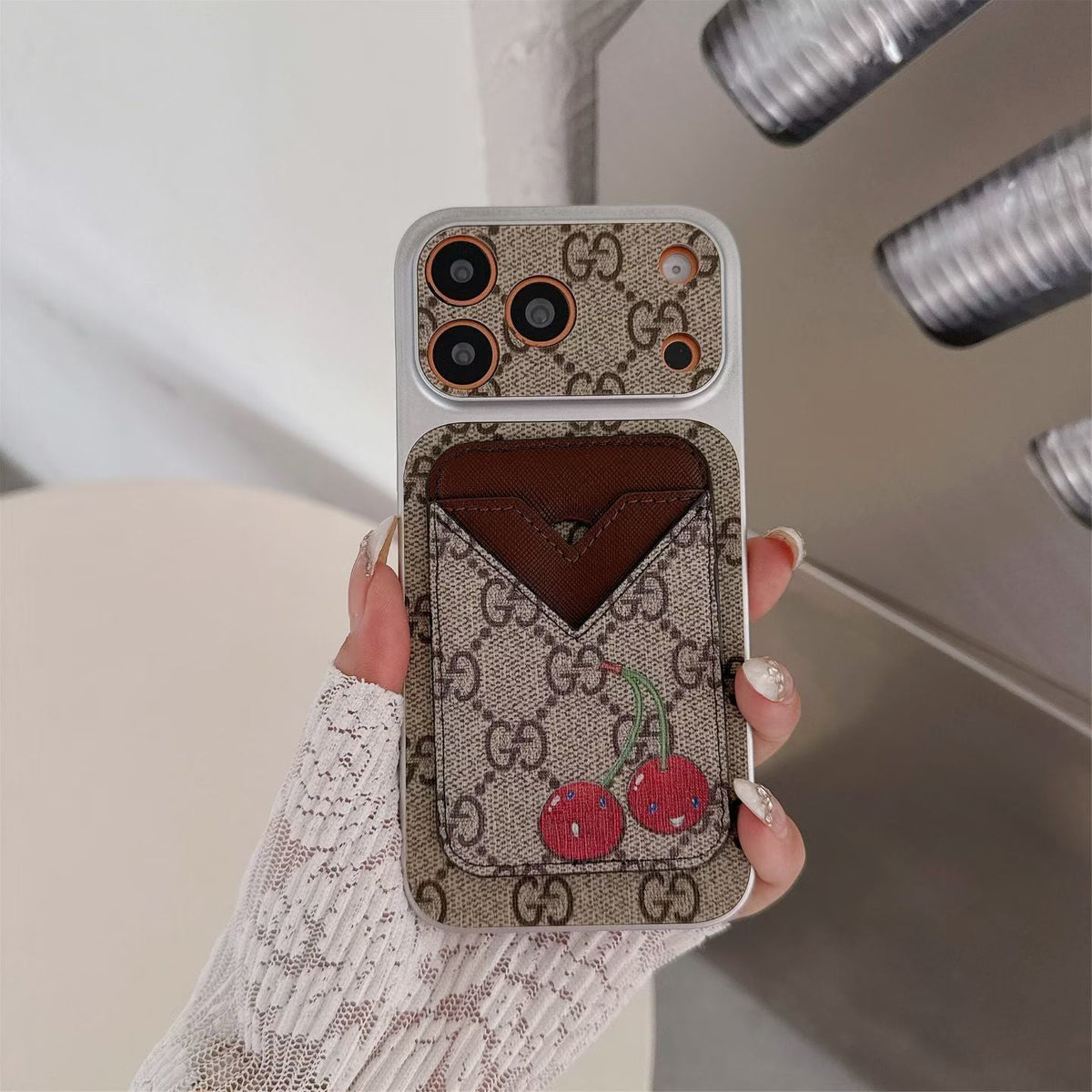 Gg Style Phone Case Magnet Card Holder Iphone 13-17 / Pro / Pro Max / Plus / Air / 18 Pro / 18 Pro Max