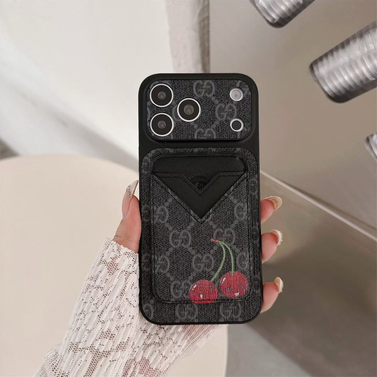 Gg Style Phone Case Magnet Card Holder Iphone 13-17 / Pro / Pro Max / Plus / Air / 18 Pro / 18 Pro Max