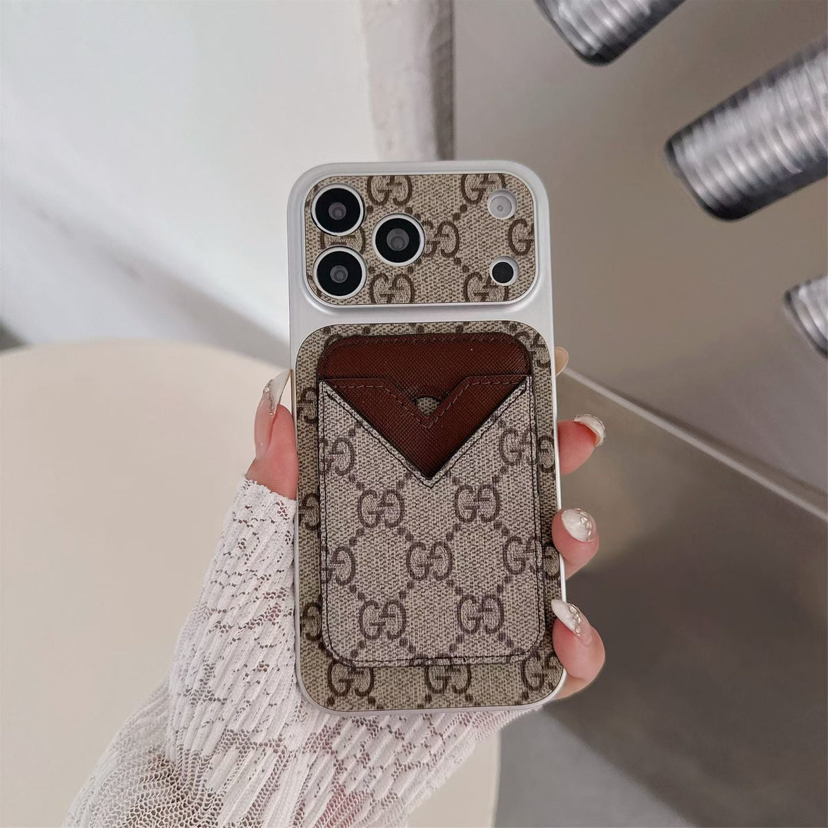 Gg Style Phone Case Magnet Card Holder Iphone 13-17 / Pro / Pro Max / Plus / Air / 18 Pro / 18 Pro Max